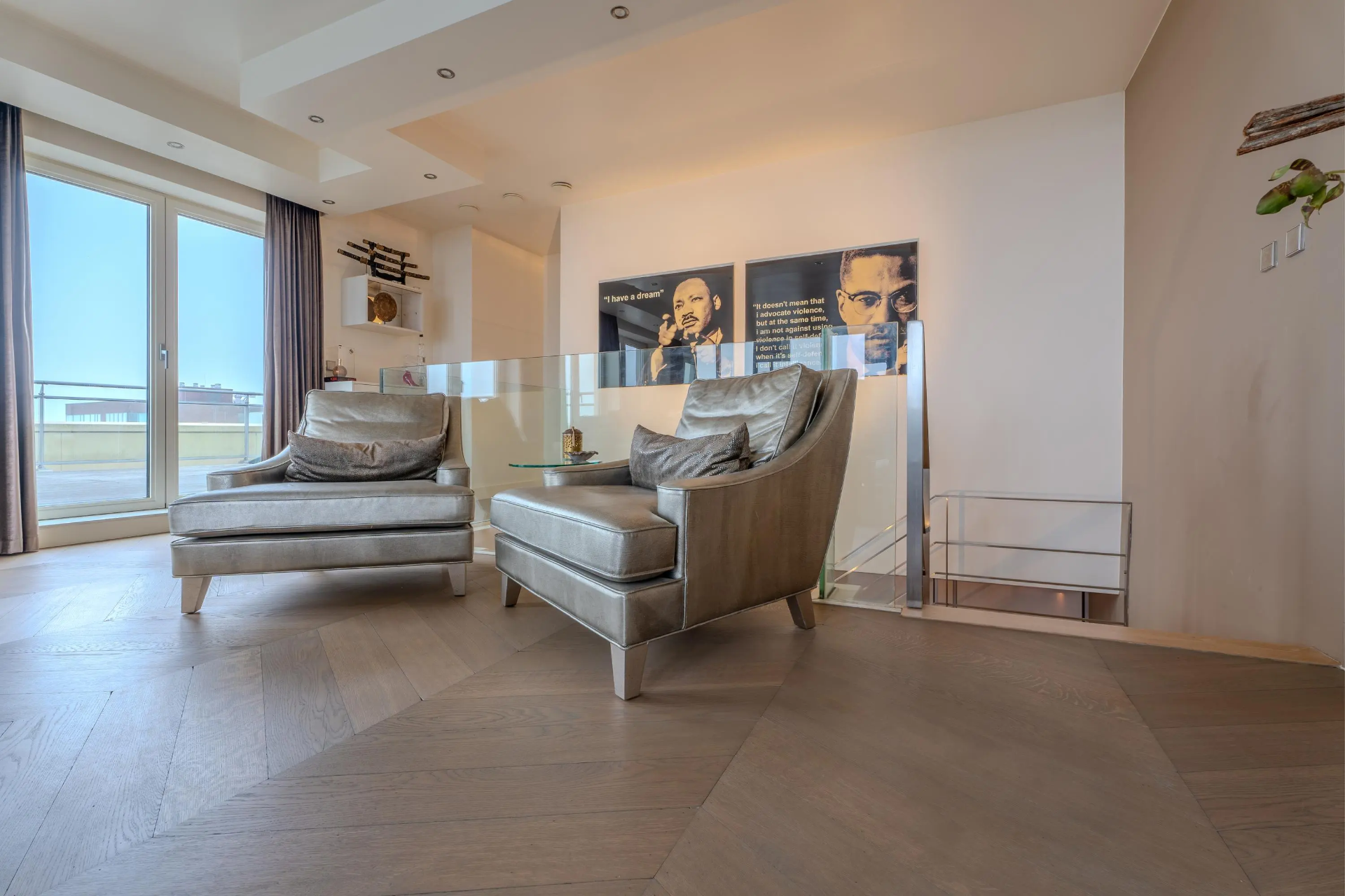 Upper lounge seating area inside the penthouse